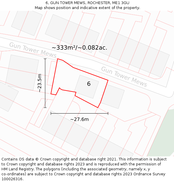 6, GUN TOWER MEWS, ROCHESTER, ME1 3GU: Plot and title map