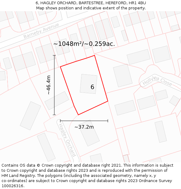 6, HAGLEY ORCHARD, BARTESTREE, HEREFORD, HR1 4BU: Plot and title map