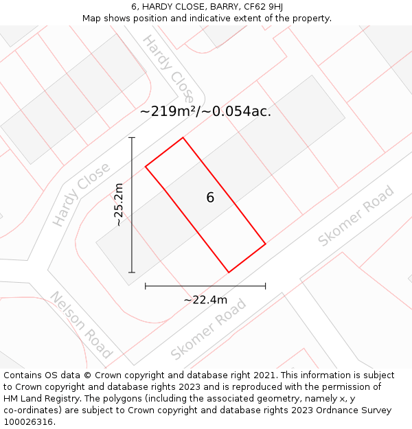 6, HARDY CLOSE, BARRY, CF62 9HJ: Plot and title map