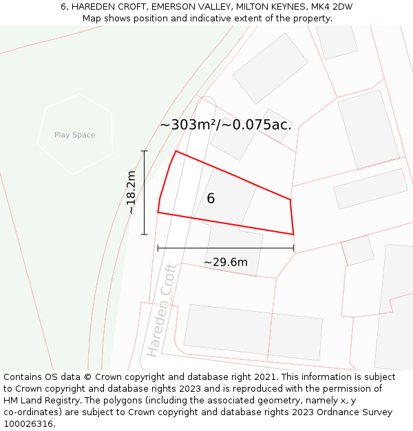 6, HAREDEN CROFT, EMERSON VALLEY, MILTON KEYNES, MK4 2DW: Plot and title map