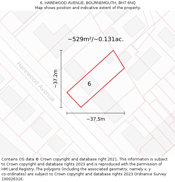 6, HAREWOOD AVENUE, BOURNEMOUTH, BH7 6NQ: Plot and title map