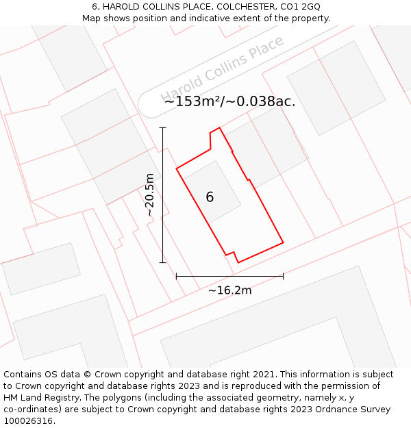 6, HAROLD COLLINS PLACE, COLCHESTER, CO1 2GQ: Plot and title map