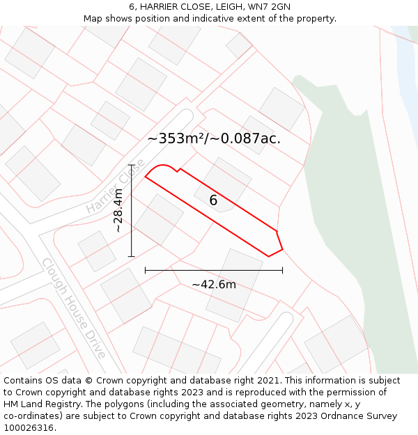 6, HARRIER CLOSE, LEIGH, WN7 2GN: Plot and title map