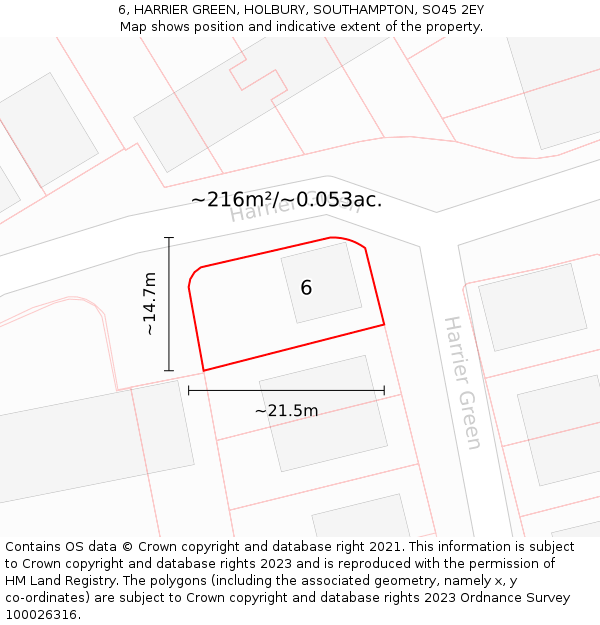 6, HARRIER GREEN, HOLBURY, SOUTHAMPTON, SO45 2EY: Plot and title map