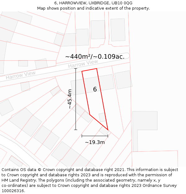 6, HARROWVIEW, UXBRIDGE, UB10 0QG: Plot and title map