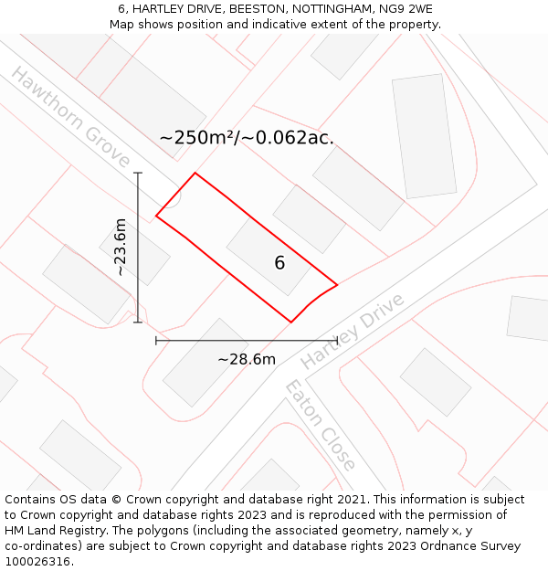 6, HARTLEY DRIVE, BEESTON, NOTTINGHAM, NG9 2WE: Plot and title map