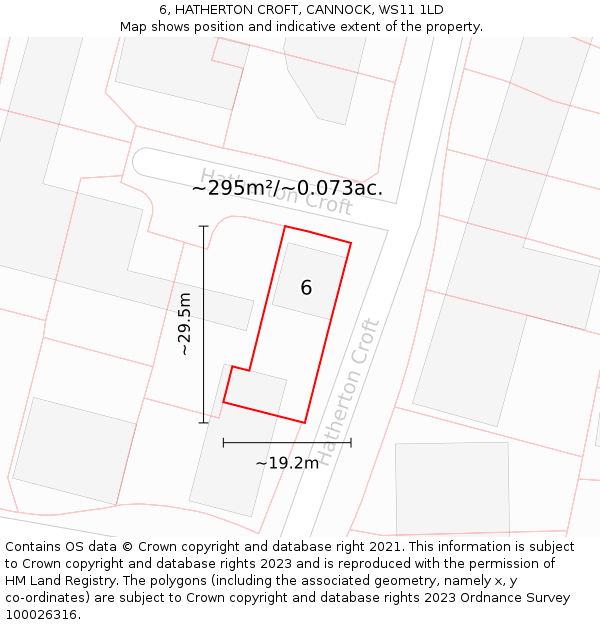 6, HATHERTON CROFT, CANNOCK, WS11 1LD: Plot and title map