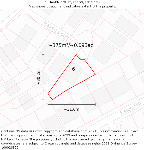 6, HAVEN COURT, LEEDS, LS16 6SH: Plot and title map