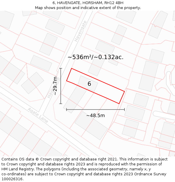 6, HAVENGATE, HORSHAM, RH12 4BH: Plot and title map