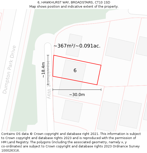 6, HAWKHURST WAY, BROADSTAIRS, CT10 1SD: Plot and title map