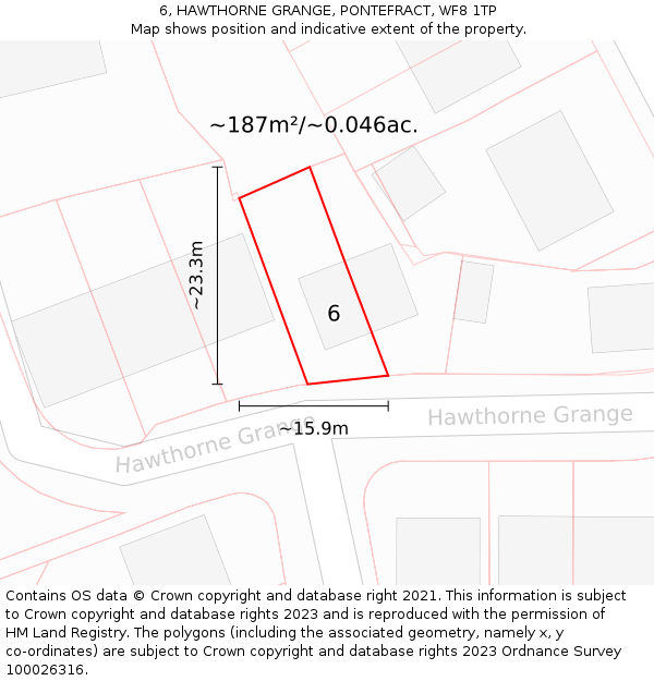 6, HAWTHORNE GRANGE, PONTEFRACT, WF8 1TP: Plot and title map