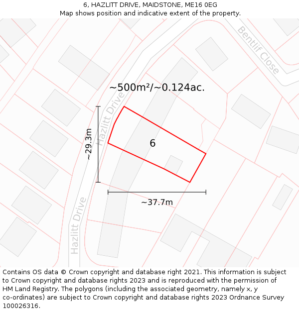 6, HAZLITT DRIVE, MAIDSTONE, ME16 0EG: Plot and title map