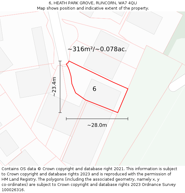 6, HEATH PARK GROVE, RUNCORN, WA7 4QU: Plot and title map