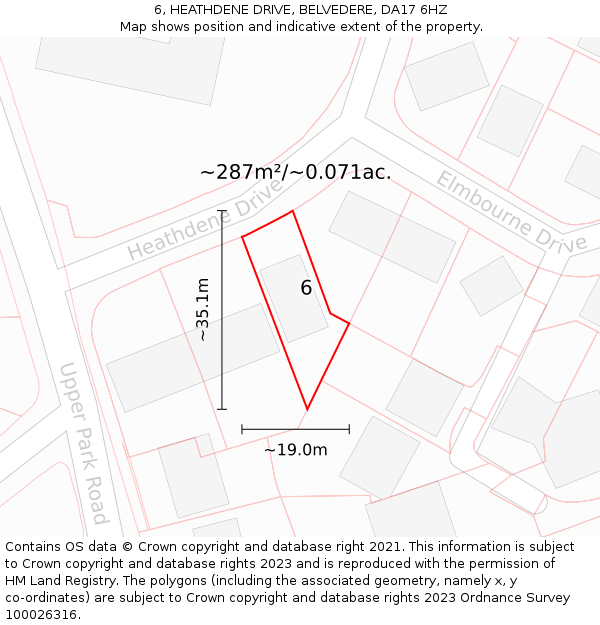 6, HEATHDENE DRIVE, BELVEDERE, DA17 6HZ: Plot and title map