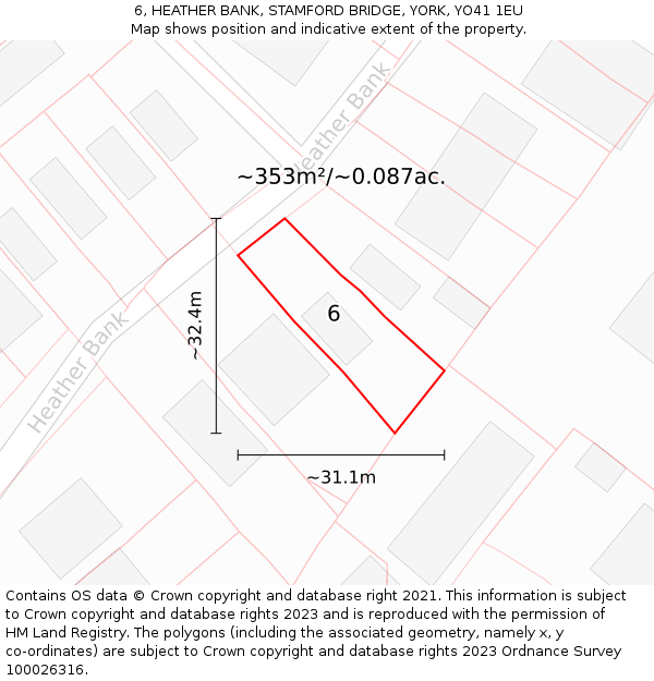 6, HEATHER BANK, STAMFORD BRIDGE, YORK, YO41 1EU: Plot and title map