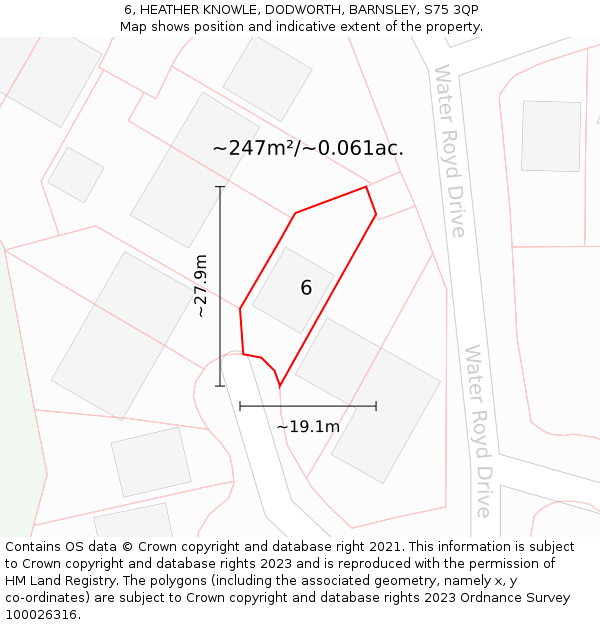 6, HEATHER KNOWLE, DODWORTH, BARNSLEY, S75 3QP: Plot and title map