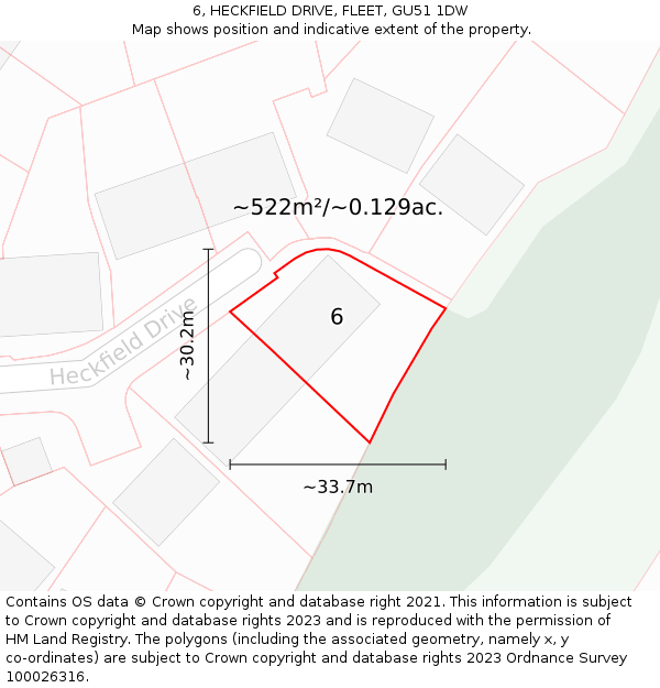 6, HECKFIELD DRIVE, FLEET, GU51 1DW: Plot and title map