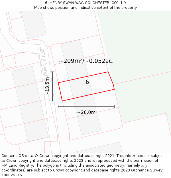 6, HENRY SWAN WAY, COLCHESTER, CO1 1LY: Plot and title map