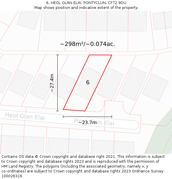 6, HEOL GLAN ELAI, PONTYCLUN, CF72 9DU: Plot and title map