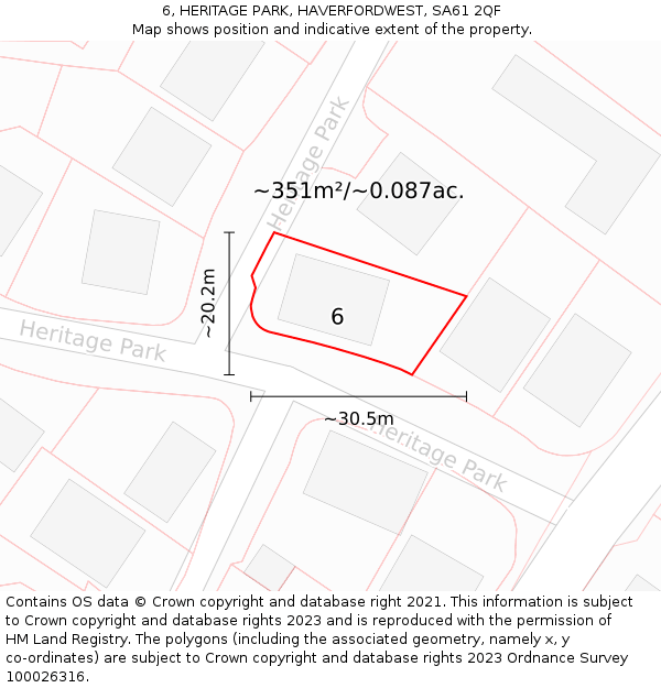 6, HERITAGE PARK, HAVERFORDWEST, SA61 2QF: Plot and title map