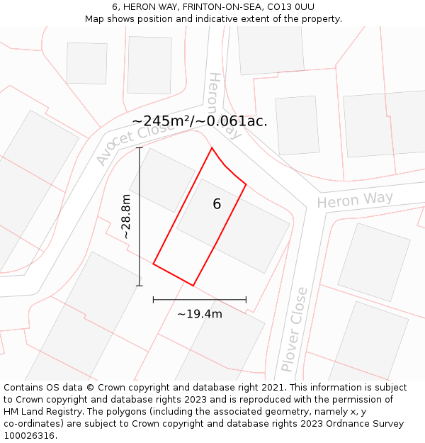 6, HERON WAY, FRINTON-ON-SEA, CO13 0UU: Plot and title map