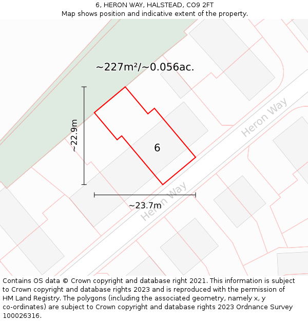 6, HERON WAY, HALSTEAD, CO9 2FT: Plot and title map