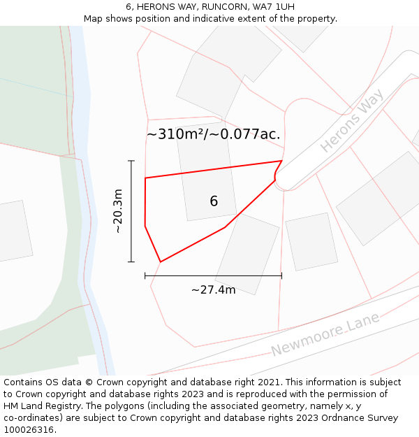 6, HERONS WAY, RUNCORN, WA7 1UH: Plot and title map