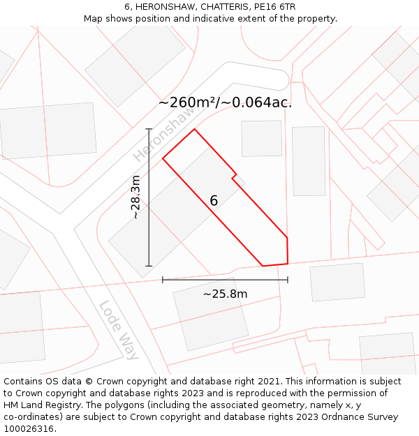 6, HERONSHAW, CHATTERIS, PE16 6TR: Plot and title map