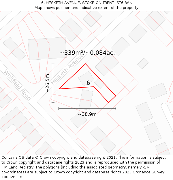 6, HESKETH AVENUE, STOKE-ON-TRENT, ST6 8AN: Plot and title map