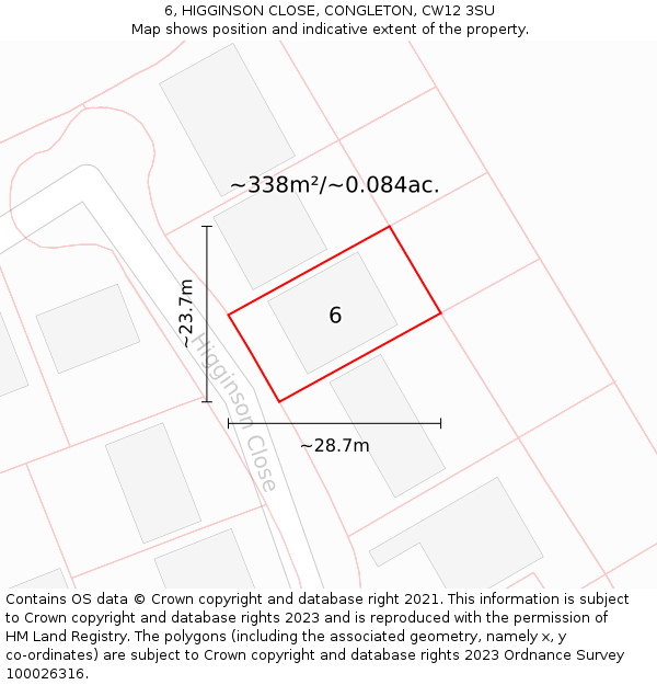 6, HIGGINSON CLOSE, CONGLETON, CW12 3SU: Plot and title map