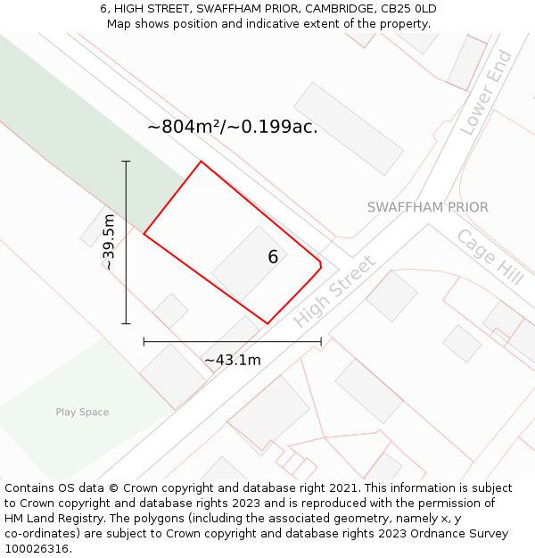 6, HIGH STREET, SWAFFHAM PRIOR, CAMBRIDGE, CB25 0LD: Plot and title map