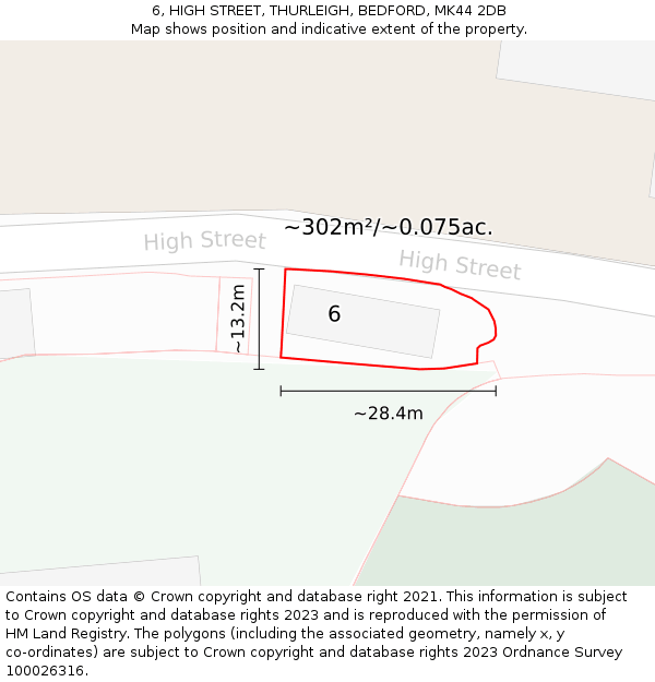 6, HIGH STREET, THURLEIGH, BEDFORD, MK44 2DB: Plot and title map