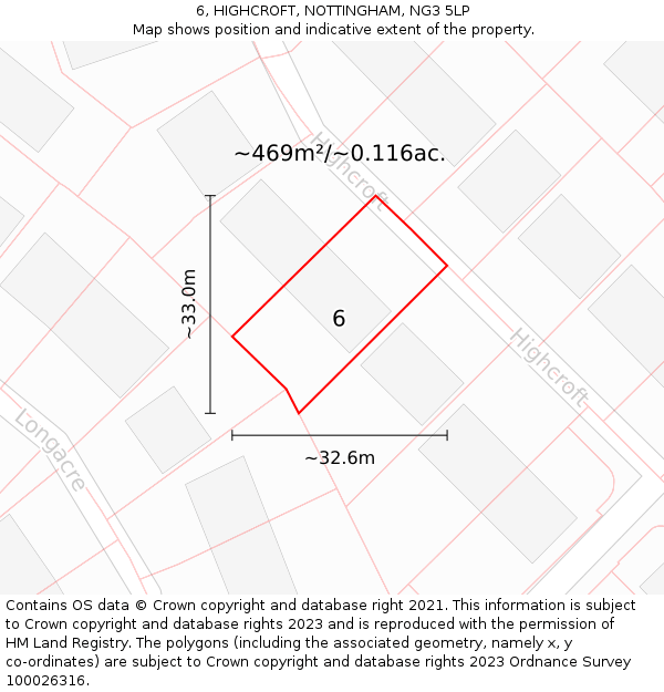 6, HIGHCROFT, NOTTINGHAM, NG3 5LP: Plot and title map