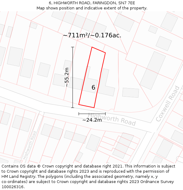 6, HIGHWORTH ROAD, FARINGDON, SN7 7EE: Plot and title map