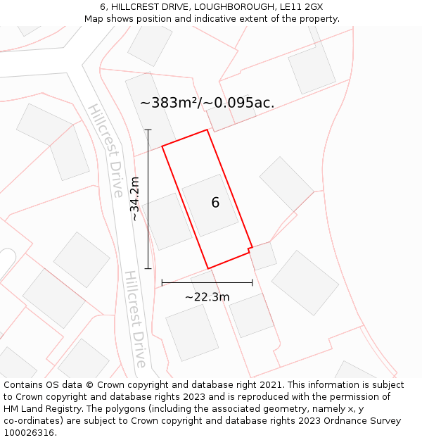 6, HILLCREST DRIVE, LOUGHBOROUGH, LE11 2GX: Plot and title map