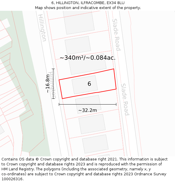 6, HILLINGTON, ILFRACOMBE, EX34 8LU: Plot and title map