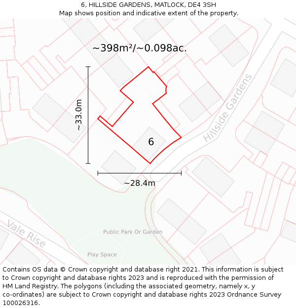 6, HILLSIDE GARDENS, MATLOCK, DE4 3SH: Plot and title map