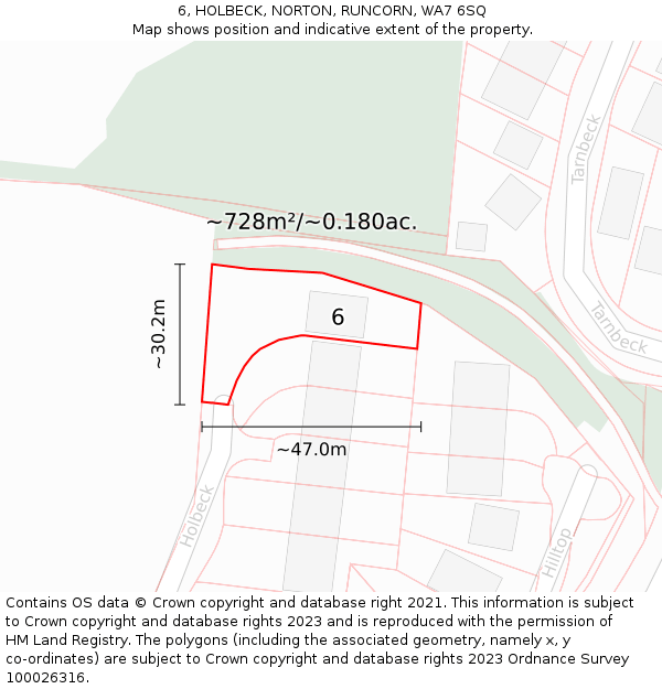 6, HOLBECK, NORTON, RUNCORN, WA7 6SQ: Plot and title map