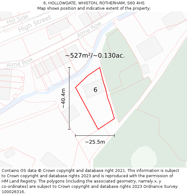 6, HOLLOWGATE, WHISTON, ROTHERHAM, S60 4HS: Plot and title map