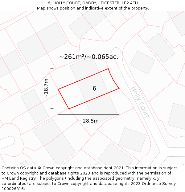 6, HOLLY COURT, OADBY, LEICESTER, LE2 4EH: Plot and title map