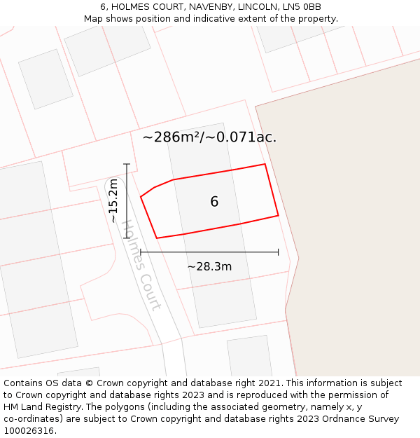 6, HOLMES COURT, NAVENBY, LINCOLN, LN5 0BB: Plot and title map