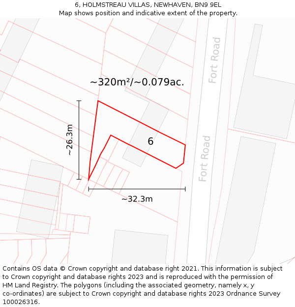 6, HOLMSTREAU VILLAS, NEWHAVEN, BN9 9EL: Plot and title map