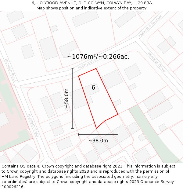 6, HOLYROOD AVENUE, OLD COLWYN, COLWYN BAY, LL29 8BA: Plot and title map