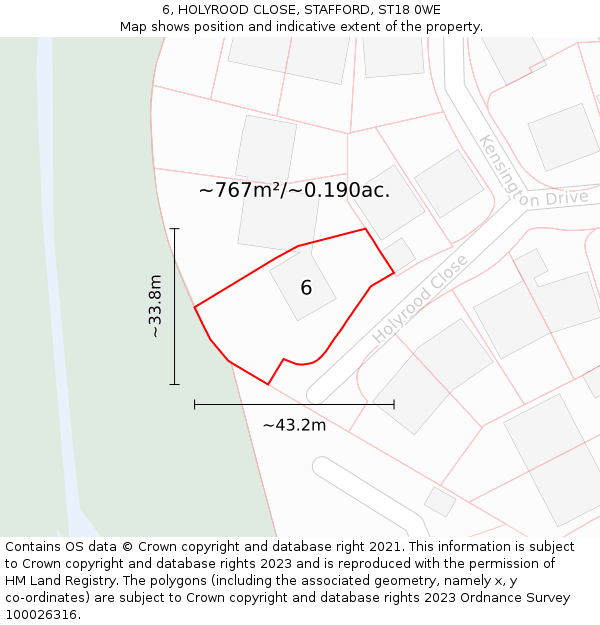 6, HOLYROOD CLOSE, STAFFORD, ST18 0WE: Plot and title map