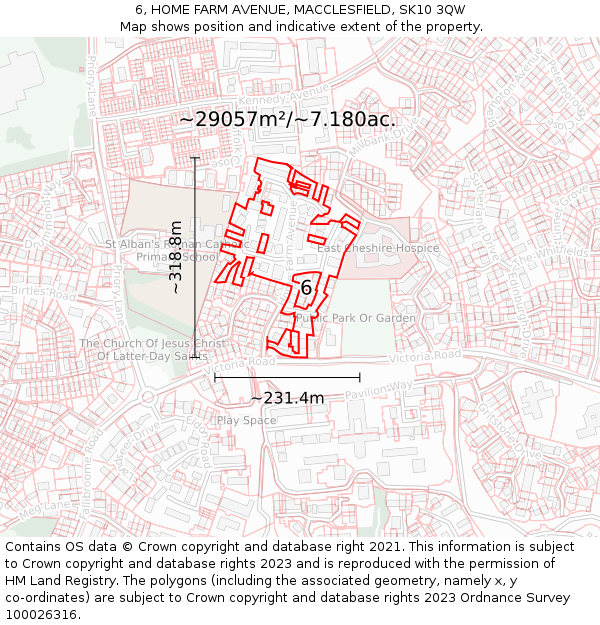 6, HOME FARM AVENUE, MACCLESFIELD, SK10 3QW: Plot and title map