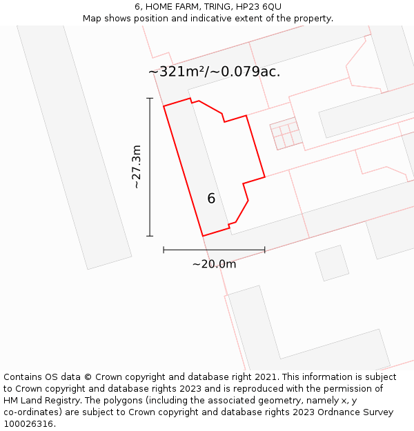 6, HOME FARM, TRING, HP23 6QU: Plot and title map