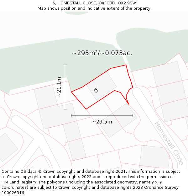 6, HOMESTALL CLOSE, OXFORD, OX2 9SW: Plot and title map