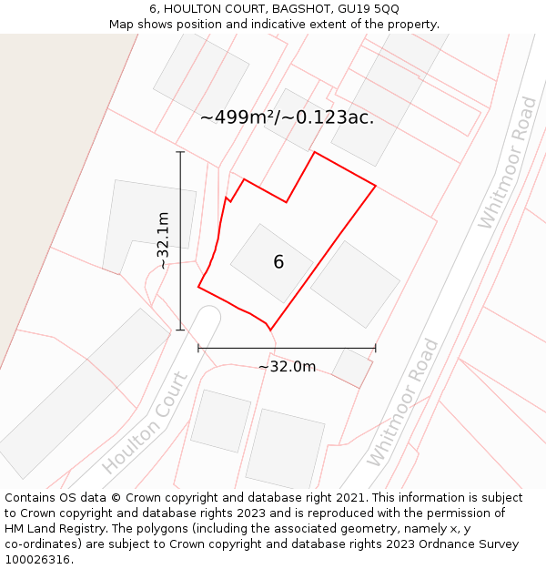 6, HOULTON COURT, BAGSHOT, GU19 5QQ: Plot and title map