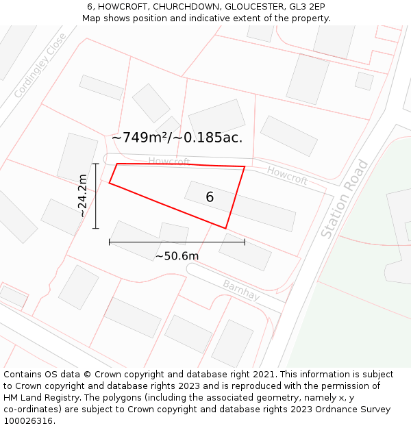 6, HOWCROFT, CHURCHDOWN, GLOUCESTER, GL3 2EP: Plot and title map