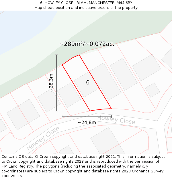 6, HOWLEY CLOSE, IRLAM, MANCHESTER, M44 6RY: Plot and title map